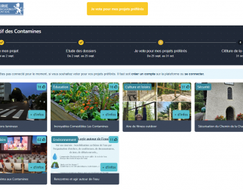 Capture d’écran plateforme Budget Participatif Contamines (plateforme créée par WebValley)