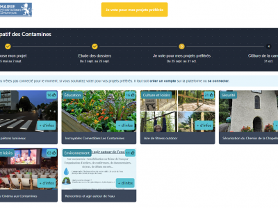 Capture d’écran plateforme Budget Participatif Contamines (plateforme créée par WebValley)